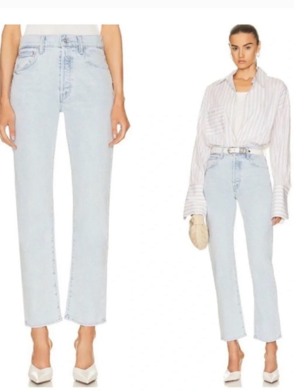 Mother Superior High Waisted Hiker Hover Light Wash Jeans in I Do Declare 26